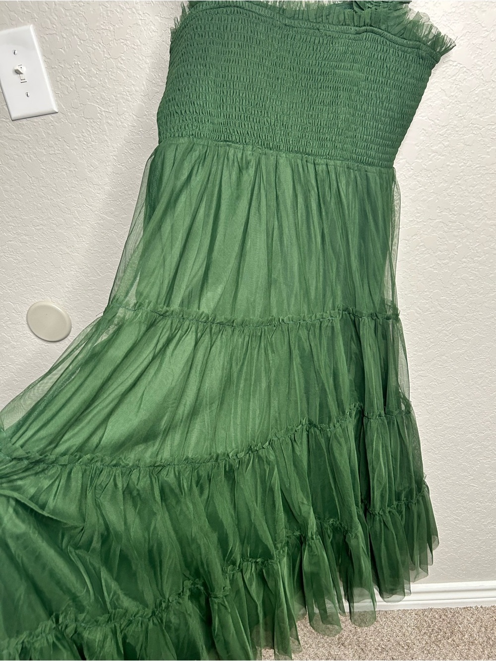 Baltic Born Olive Green Tiered Tulle Maxi Dress - Picture 5 of 9